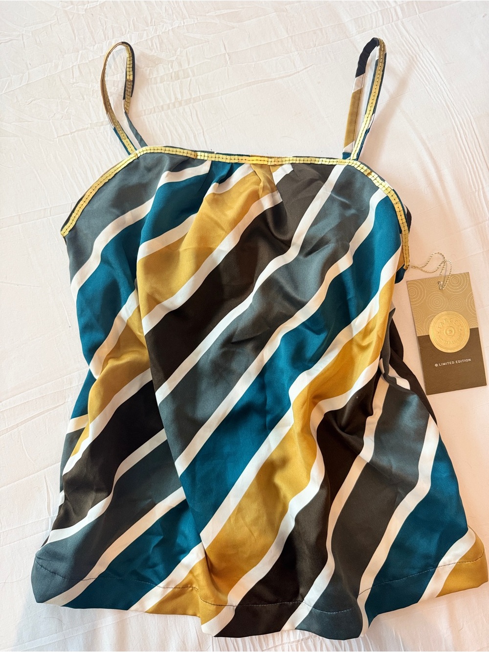 Striped Satin Cami Tank Top SIZE S *NWT* Y2K